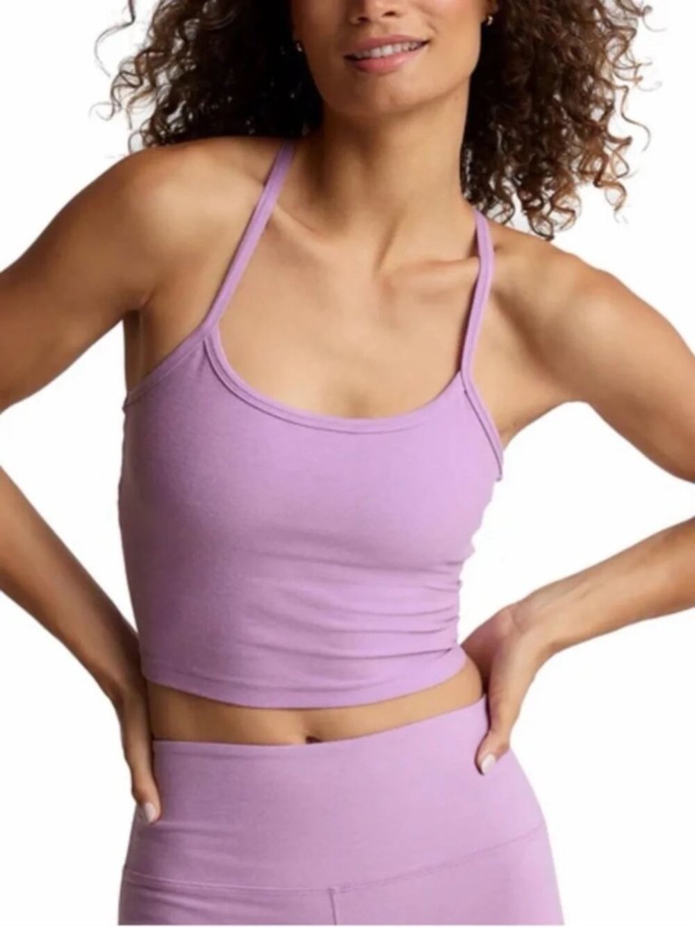 Beyond Yoga Spacedye Slim Racerback Lilac Crop Tank Top Size M